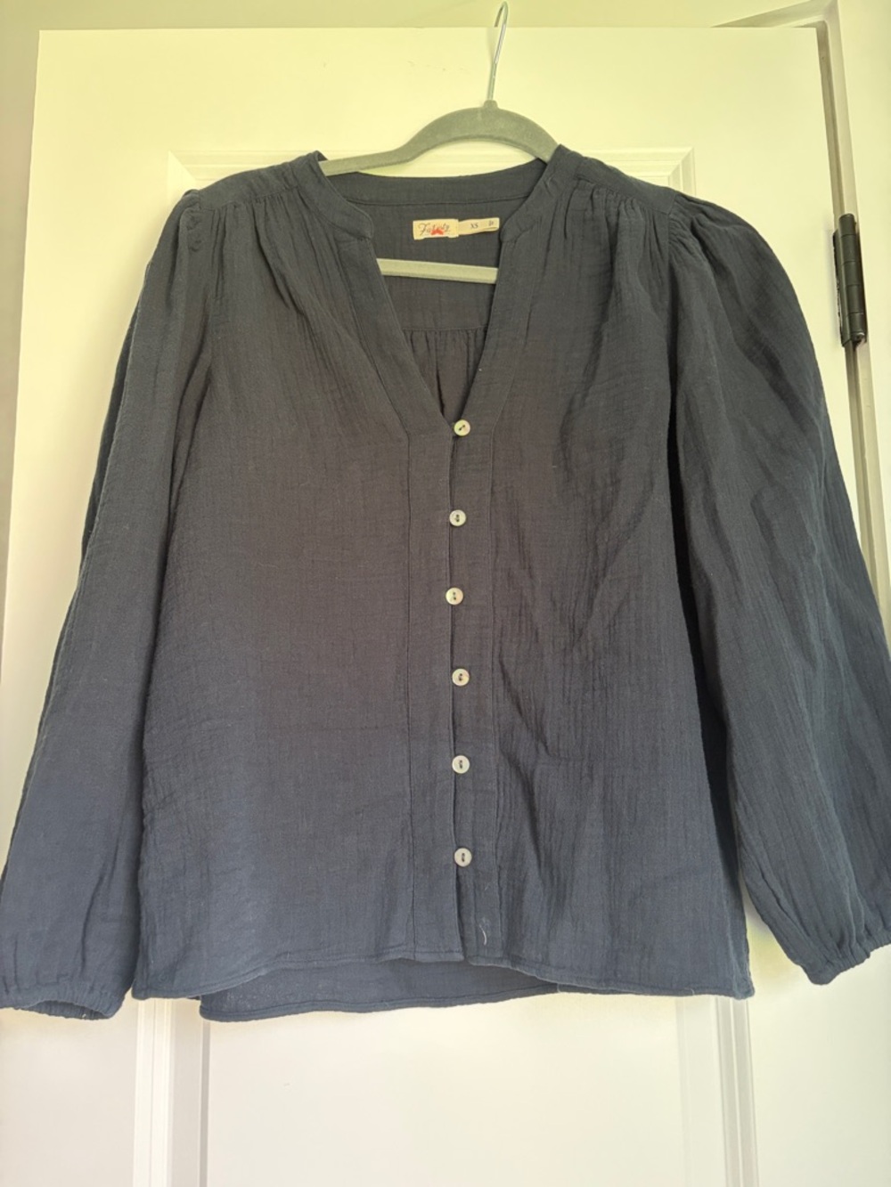 Faherty Blue Button-Front Women's Blouse